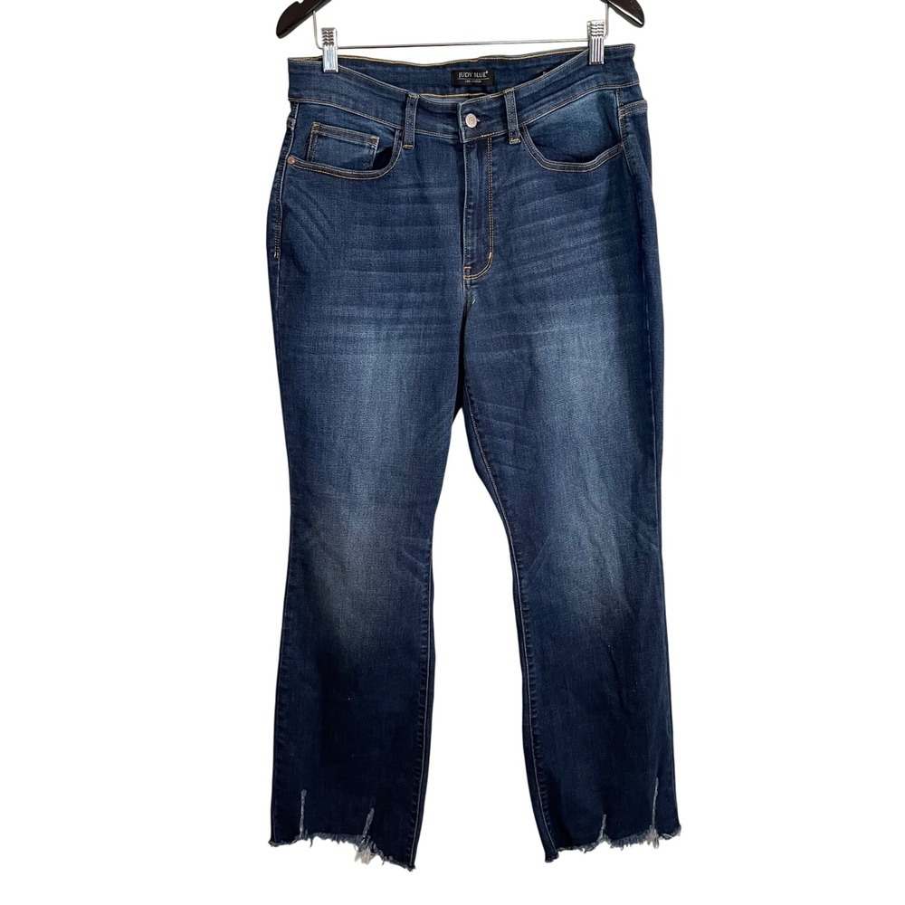 Judy Blue High Rise Bootcut‎ Jeans Dark Wash Frayed Hem 16W JB82519DK-PL